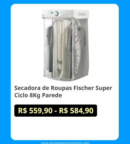 🛍Secadora de Roupas Fischer Super Ciclo 8Kg Parede