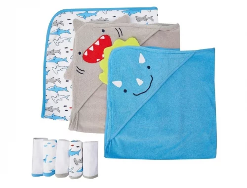 Simple Joys by Carter's Conjunto de toalhas e toalhas unissex para bebês, pacotes múltiplos, Tubarão/Dinasaur, One Size