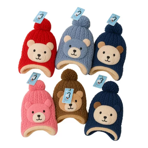 Touca Infantil Inverno – Gorro Forrado Quentinho com Estampa de Urso, Moda e Proteção