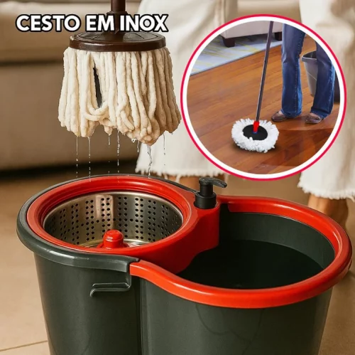 VOLTOU MENOR PREÇOOO! 😱🔴 Kit MOP C/ Cesto em INOX, Item Essencial na Sua Casa 🏠 #MercadoLivre