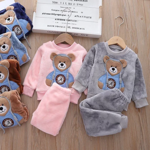 0-6 Anos De Idade Terno De Pelúcia De Pijama Infantil Para Casa