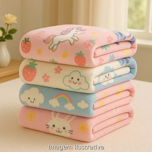 🧡3 Manta Cobertor de Bebe Estampada 1,00 x 0,80m Menina e Menino Cobertinha de Berço