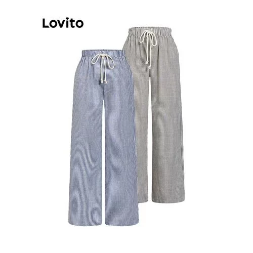 A calça casual listrada Lovito L93AD016 é perfeita para mulheres que buscam estilo e conforto. Feita com tecido texturizado e detalhe em cordão, é a escolha ideal para um look moderno e despojado. Compre já a sua!