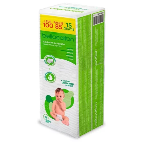 Algodão Quadrado Baby, Bellacotton 100 Unidades