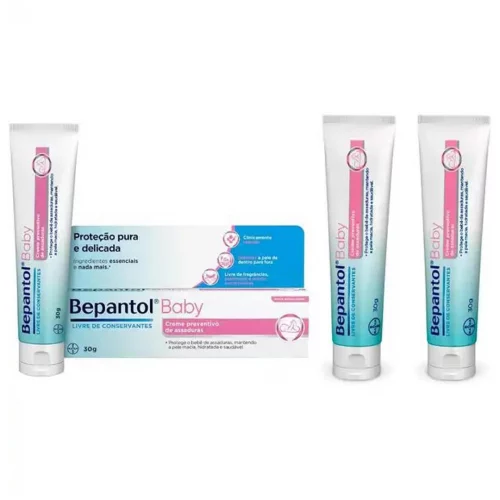 Bepantol Baby Kit Pomada Assadura Bebe  3 Unidades de 30g  Prevenção de Assaduras e Hidratação da Pele do Bebê