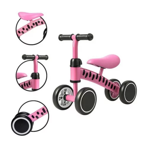 Bicicleta De Equilibro Sem Pedal Andador Infantil Para Bebê Cor Rosa