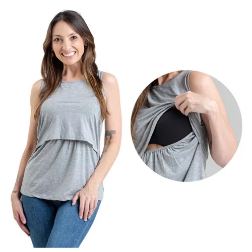 Blusa Amamentação Regata Soltinha Premium Blusa Camiseta Gestante Feminina