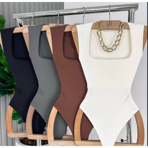 💖 *Body Collant  Feminino Regata Blusa Decote Quadrado Com Forro  Estilo Blogueira*