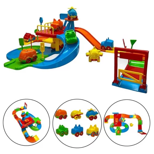 -Brinquedo de Menino Pista De Carrinho Rampa de Corrida Infantil Carros Colorido 37 Peças
