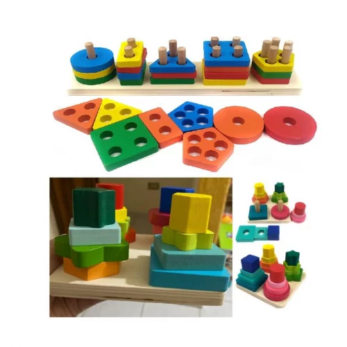 Brinquedo Educativo Pirâmides Encaixar Formas Geométricas