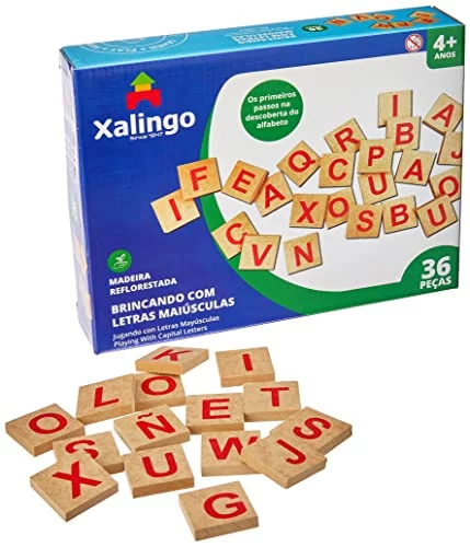 Brinquedo Pedagógico Madeira Brincando com As Letras 36 Peças Xalingo