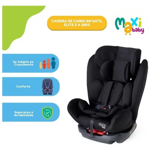 Cadeira de Carro Infantil 0 a 36Kg Elite 4 em 1 - Maxi Baby (Preto)