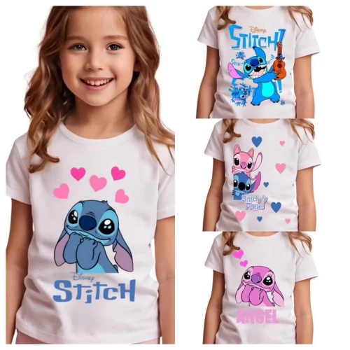 Camiseta T-shirt Blusa Menina Infantil Stitch Vários Modelos Tam: 02 ao 10