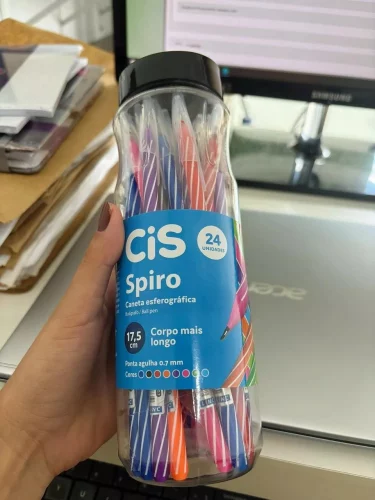 Canetas Esferográficas CIS Spiro,  24 cores sortidas, ponta 0.7mm