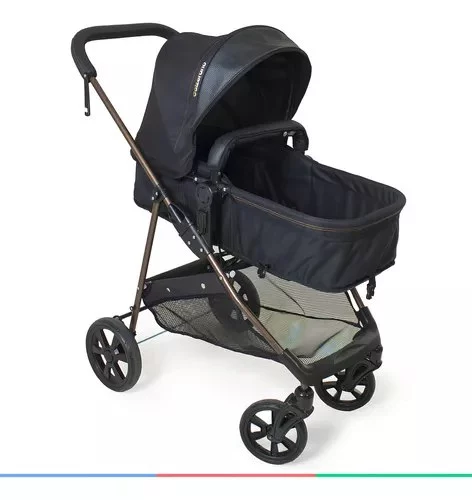 Carrinho De Bebê Passeio Berço Moisés Napoli Preto Galzerano