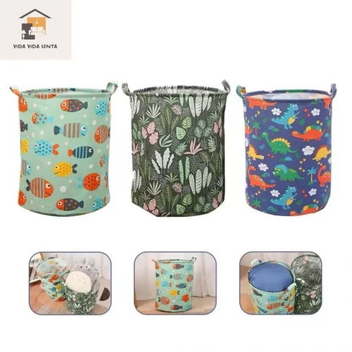 CESTO ORGANIZADOR MULTIUSO DOBRAVEL PROVA D'ÁGUA P/ ROUPA SUJA BRINQUEDOS