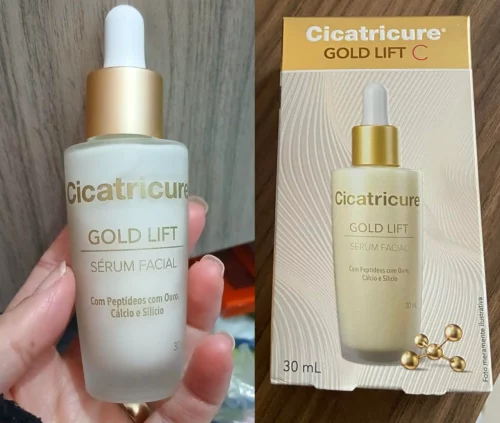 ✨ Cicatricure Gold Lift Serum Facial com Peptídeos, Ouro, Cálcio e Silício, Jumbo, Reduz Rugas Gravitacionais, Efeito Tensor e Nutritivo para Rosto, Pescoço e Colo, Reafirma Contorno, 30ml, 1 Pack