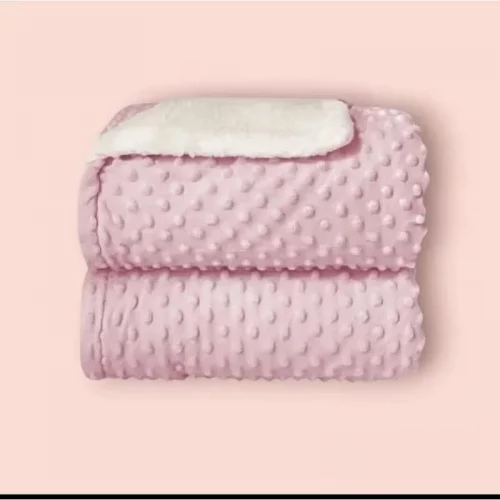 ￼Cobertor Luxo Para Bebê Dupla Face Soft Bolha Com Sherpa