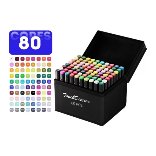 Conjunto Canetas Marcador Canetinha Ponta Dupla 80 Cores Kit