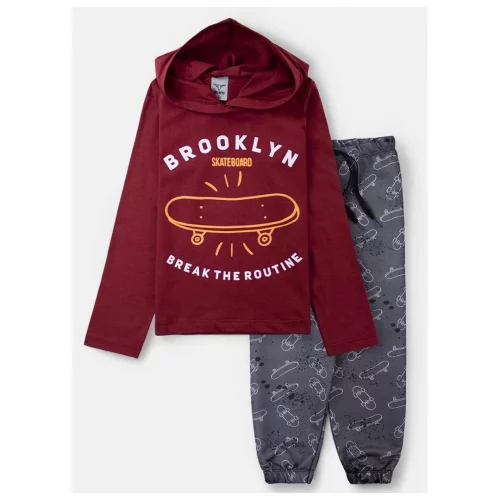 Conjunto Infantil Meia Estação Masculino C/Capuz Brooklyn Skateboard Bordo 475 - Keki Boys