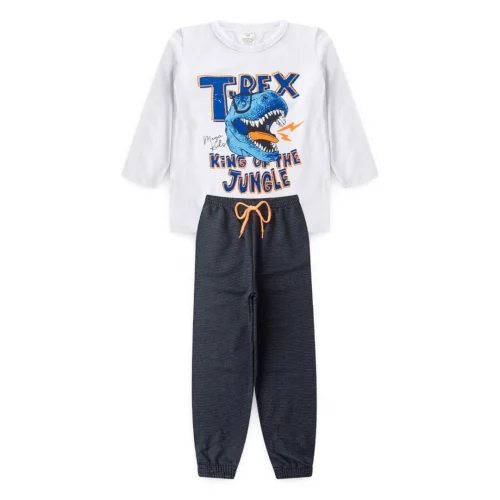 Conjunto Infantil Meia Estação Masculino TRex de Ocúlos - Branco