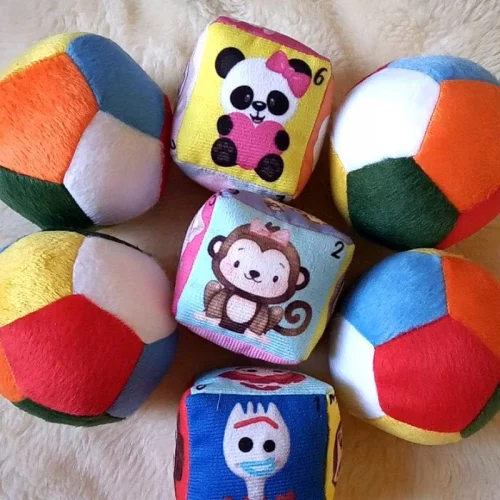 Dado e bola baby com guizo chocalho, para bebê brinquedo infantil unidade ou kit com 2