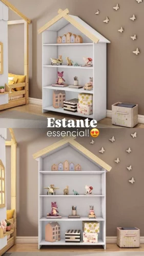 Estante de Casinha: funcionalidade e charme lúdico em móveis que organizam com estilo e encantam o ambiente infantil.