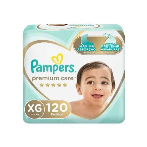 Fralda Descartável Pampers Premium Care – Tamanho XG, 120 Unidades