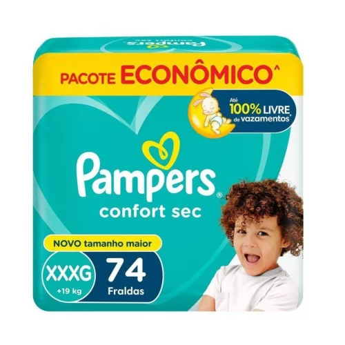 Fralda Pampers Confort Sec Bag Max XXXG 74 Unidades