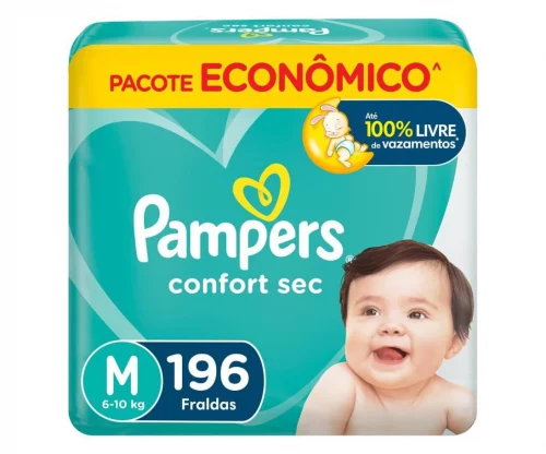 Fralda Pampers Confort Sec M 196 Unidades