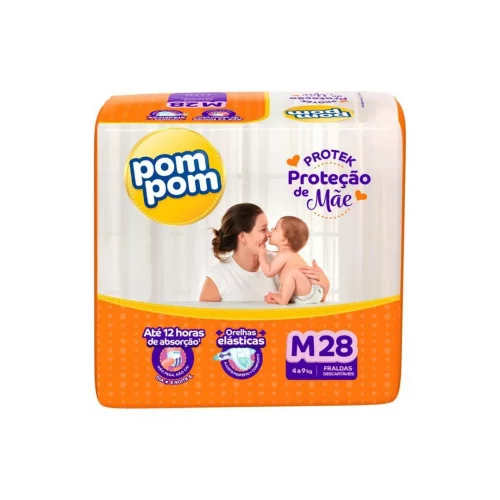 Fralda Pom Pom Protek Proteção de Mãe M 28 Unidades