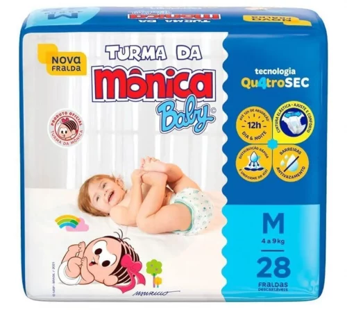 Fralda Turma da Mônica Baby Jumbo M 28 Unidades