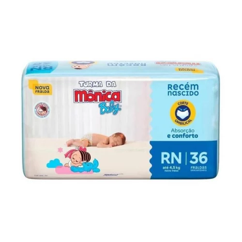 Fralda Turma da Mônica Baby Jumbo RN 36 Unidades