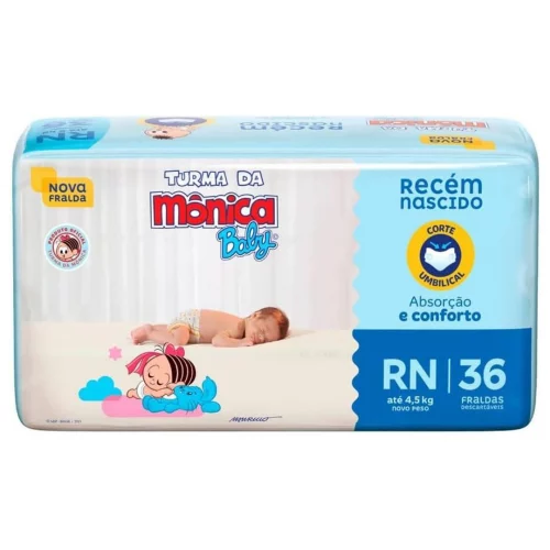 Fralda Turma da Mônica Baby Jumbo RN 36 Unidades