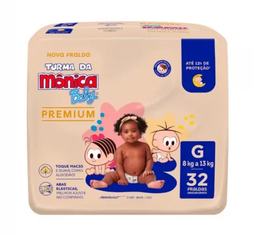 fralda Turma da Mônica Baby Premium G 32 Unidades