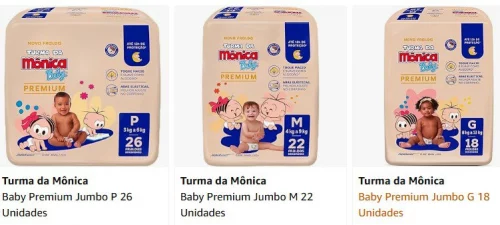 Fralda Turma da Mônica Baby Premium Jumbo