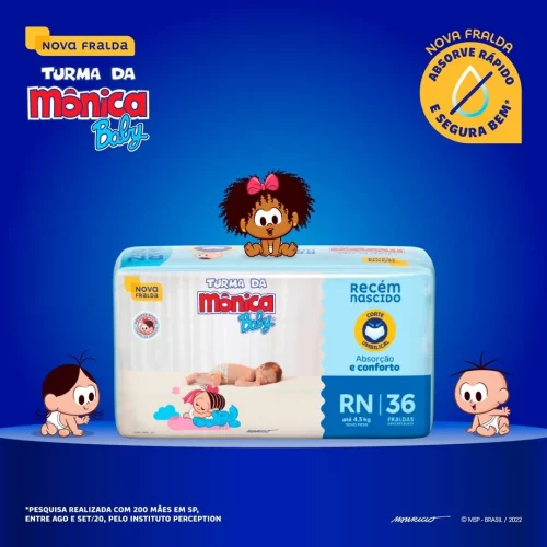 Fralda Turma da Mônica Baby RN 36 Un