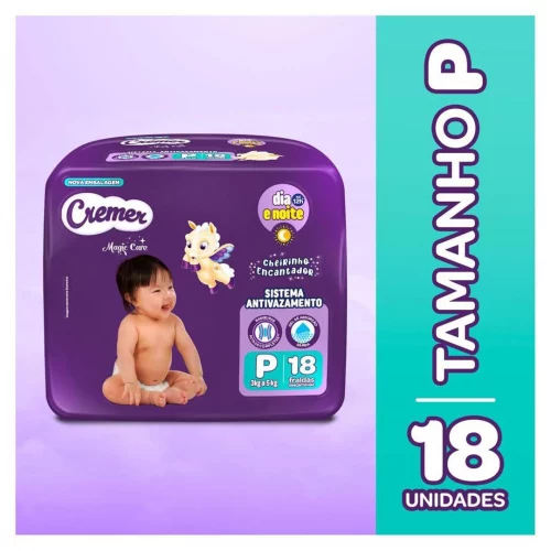 Fraldas Cremer Magic Care P com 18 Unidades