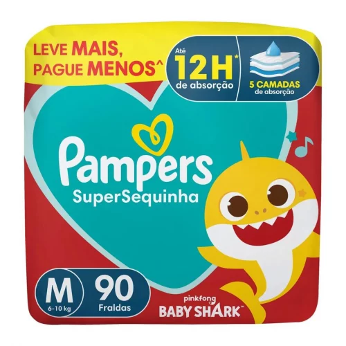 Fraldas Pampers Supersec M com 90 Unidades