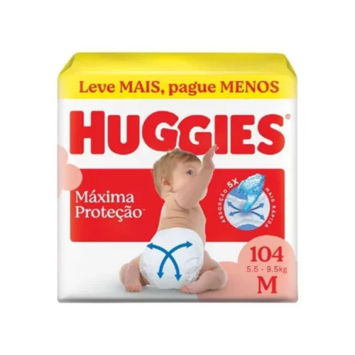 Huggies Fralda Descartável Máxima Proteção M - 104 Un