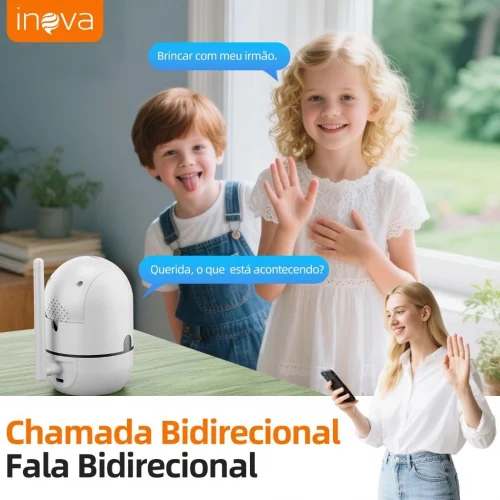 INOVA Kit Wifi Babá Eletrônica Câmera de segurança Sem Fio Visão Noturna 1080P 360° com Câmera audio