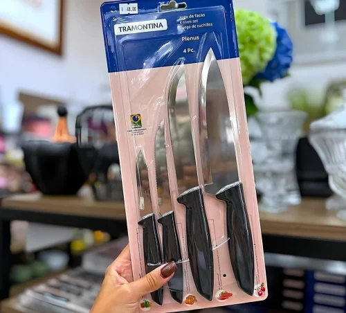🔥Jogo de Facas Inox Tramontina 4 Peças Plenus