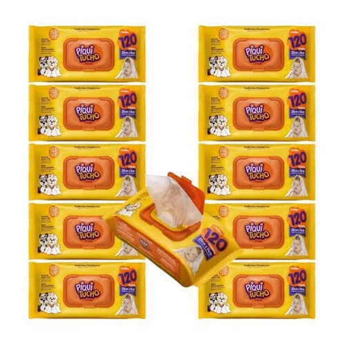 Kit 10 Pacotes Lenço Umedecido Piquitucho 120un