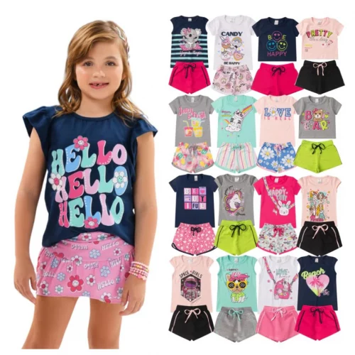 Kit 10 peças de Roupa Conjunto Infantil e Juvenil Menina Tamanho 01 ao 16