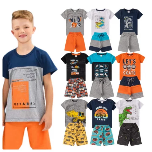 Kit 10 peças de Roupa Conjunto Infantil e Juvenil Menino Tamanho 01 ao 16