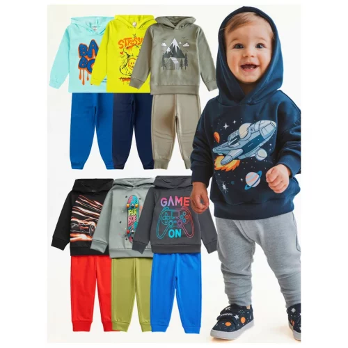 Kit 2 Conjuntos de Moletom Com Capuz Menino 1 ao 14