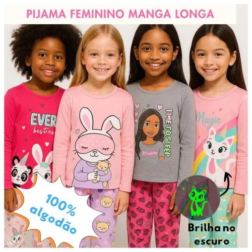 Kit 2 Pijamas Infantil Juvenil INVERNO 1 a 16 100% Algodão SORTIDO MENINA/MENINO