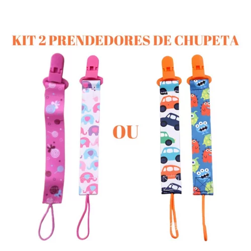 Kit 2 Unidades Prendedor Clipe Chupeta Menino e Menina