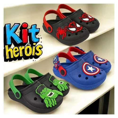 Kit 3 Pares Sandalia Babuche Infantil Menino
