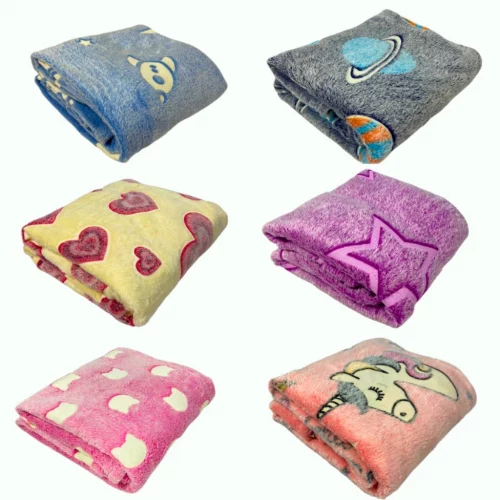 Kit 3 Unidades Manta Brilha No Escuro Para Bebê